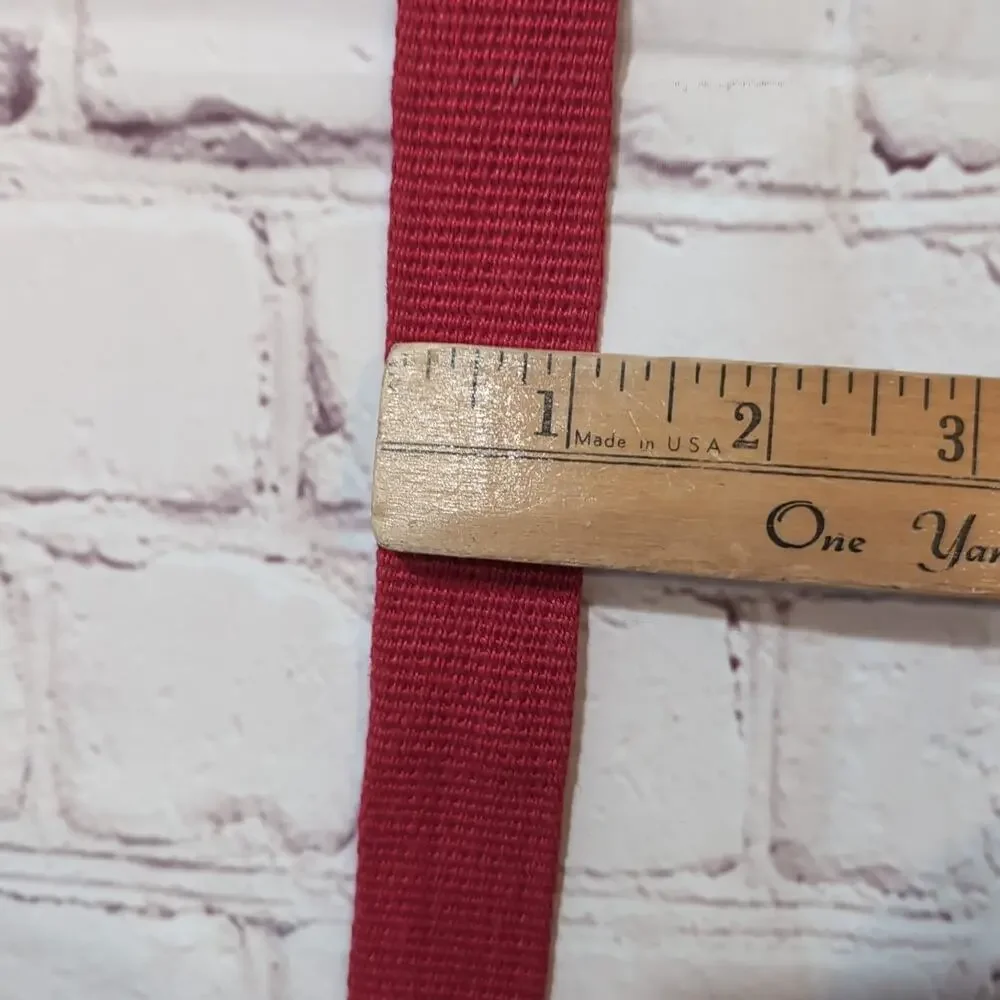 COACH Red Linen & Leather Belt 31-34 3813 Brass Buckle Mens Or Unisex 85cm